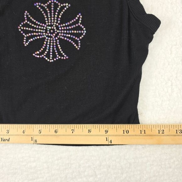 Virghoes Biker Cross Tank Blingy Tee Black Size Small - Picture 9 of 13